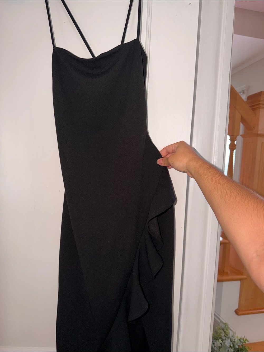 Windsor Black Strapless Ruffle Slip Dress